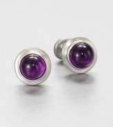 Globe shaped cuff links set with simulated amethyst for an energetic burst of color.Sterling silverSimulated amethystAbout .62 diam.Made in USA