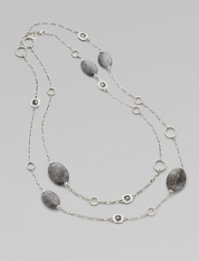 A long piece punctuated with hematite, slate quartz and circle links. Sterling silver Faceted hematite Slate quartz stone Lobster clasp closure Length, about 55 Imported 