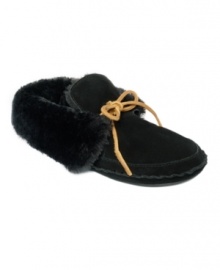 Your fireside best friend. Snuggle up to Lucky Brand's Angeles slippers. The plush lining and foldover cuff will make winter nights all warm and fuzzy.