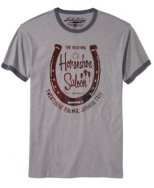 The lucky one. This t-shirt from Lucky Brand Jeans will be a ringer in your casual wardrobe.