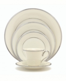 For nearly 150 years, Lenox has been renowned throughout the world as a premier designer and manufacturer of fine china. The Solitaire dinner plates express timeless refinement in the simplicity of translucent ivory bone china banded in polished platinum. Qualifies for Rebate