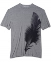 This feather graphic t-shirt from Calvin Klein definitely flies with your casual style.