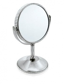 Add some glam to your beauty routine while isolating even the finest hair for precise, easy tweezing. Great for brow shaping, applying makeup and contacts. Our optically correct 10X/1x magnifying mirror is clear from edge-to-edge with no distortion. This gorgeously decorated two-sided vanity mirror will be a beautiful addition to any household. Made with Swarovski® Elements.