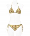 Stylish bikini made ​.​.of fine natural colored, patterned synthetic stretch - Glamorous snakeskin print - Classic, adjustable triangle bra with added stretch - Narrow bottoms with side tie bands - Looks sexy and sophisticated alone or under a sheer caftan or beach wrap