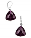 Rich and resplendent. A deep aubergine hue adorns these simple yet stylish drop earrings from AK Anne Klein. Crafted in hematite tone mixed metal with a leverback closure, they're embellished with faceted triangular-shaped acrylic accents. Approximate drop: 1-1/2 inches.