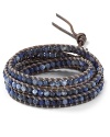 Sodalite semi-precious stones combine with luxe leather in this coveted wrap bracelet from Chan Luu.