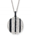 A study in contrasts. A black and white color combination is consistently chic, and Swarovski's spherical pendant necklace is no exception. Featuring jet and clear crystals in a Pointiage setting, it's crafted in silver tone mixed metal. Approximate length: 27-1/2 inches. Approximate drop: 1 inch.