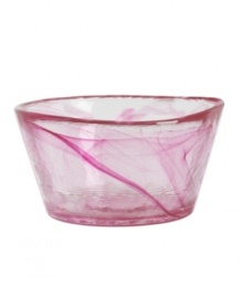 From the famed Scandinavian glass designers at Kosta Boda, this large Mine bowl has a dreamy swirled quality that brings color and contrast to any table.