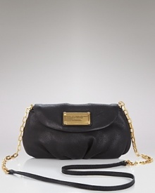 Neatly pleated, this soft leather bag gleams with goldtone hardware and a chic chain strap. From Marc by Marc Jacobs.