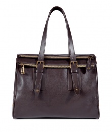 Practical with luxe appeal, this leather tote from Belstaff is the new must-have investment bag -Fold-over dual top zip closure, adjustable handles, gold-tone hardware, versatile tote shape - Perfect for everyday use or pared-down off-duty cool