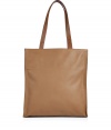 Streamline busy days with Maison Martin Margielas sleek sand leather shopper tote, perfect for busy work days and chic weekend errands alike - Contrast long handles and top panel, top zip, inside back wall zippered pocket - Pair with tailored business looks or laid-back weekend separates