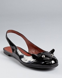 In a sophisticated slingback, MARC BY MARC JACOBS' witty mouse flats take form in glossy patent leather.