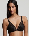 A low plunge bra with delicate floral lace detail along neckline from Donna Karan.