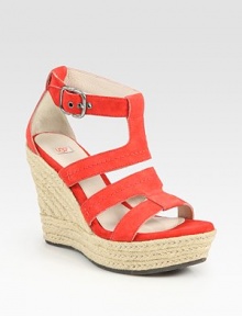 Espadrille wedge topped with buttery suede straps makes for a timeless addition to your bright and breezy sundresses. Braided hemp wedge, 5 (125mm)Braided hemp platform, 1½ (40mm) Compares to a 3½ heel (90mm)Suede upperAdjustable ankle strapLeather liningRubber solePadded insoleImported