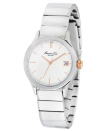 Simplicity breeds genius. This classic watch design from Kenneth Cole New York shines with rose-gold accents.