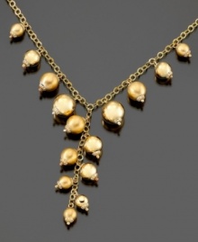 Glowing, gilded style. Spice up your daily look with this necklace crafted in brushed and polished 14k gold and sterling silver over sterling silver. Approximate length: 18 inches. Approximate drop: 3 inches.