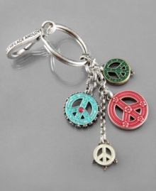 Carry a little peace in your pocket with this cute key chain by Lucky Brand. Crafted in vintage silver tone mixed metal featuring an array of multicolored peace charms.