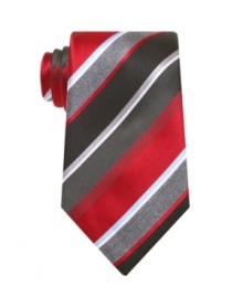 Expand your options. Wide stripes on this Geoffrey Beene tie add variety to your everyday collection.