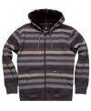 Layer up in sleek, striped style with this casual hoodie from Univibe.