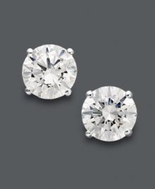 Enough sparkle to create a statement, enough subtlety to be worn every day. Arabella's beautiful round-cut stud earrings feature Swarovski zirconias (1-3/4 ct. t.w.) set in 14k white gold. Approximate diameter: 5 mm.