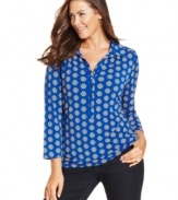 For chic work look, team your trousers with Alfani's three-quarter-sleeve plus size top-- it's an Everyday Value!