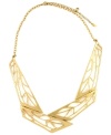 Architecturally sound. The unique angles and cut-out patterns on RACHEL Rachel Roy's geometric collar necklace make it a piece worth building your look around. Crafted in gold-plated mixed metal. Approximate length: 15 inches + 3-inch extender.