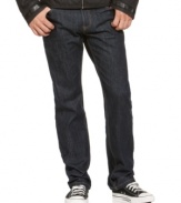 A raw wash and smart slim fit, make these dark denim blues from DKNY Jeans a no-brainer for your weekend lineup.