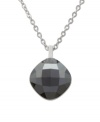 Get ready for the party in this retro 70s-inspired design. Swarovski's sparkling Jet Hematite crystal hangs elegantly on a silver tone mixed metal chain. Approximate length: 14-7/8 inches. Approximate drop: 1 inch.