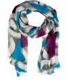 Ultra feminine and equally eye-catching, Diane von Furstenbergs wool-silk colored chain print scarf is an Uptown-chic choice for both indoors and out - Allover oversized chain link print, frayed ends - Wear with cashmere pullovers, or wrapped around sleek leather jackets