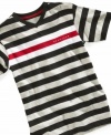 Stripes galore! Sean John's v-neck tee is the perfect mate for casual-day attire.