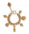 Ultra-chic golden 1980s charm bracelet - This luxurious charm bracelet is authentic 1980s vintage Chanel - Stylish gold-plated bracelet with quirky-cool logo charms on a multi-circle chain - Amp up any outfit with this ultra-chic accessory -Perfect for cocktail attire or to dress up daywear