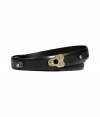 Pull together your look with a finish of contemporary hardware in Plein Suds push-stud detailed thin black leather belt - Perfect for layering over luxe knit dresses