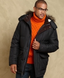 Gear up for the cold weather with this expedition coat from Tommy Hilfiger that' big on style.