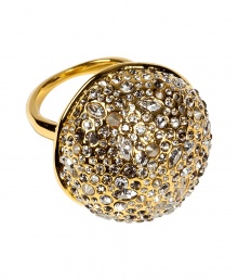 Channel out-of-this-world style with this ultra-luxe crystal encrusted ring from modern jewelry master Alexis Bittar - Large gold-tone circular ring with all-over crystal embellishment - Wear with a bold maxi-dress and platforms or an edgy cocktail ensemble