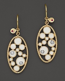 18K yellow gold frames diamonds set in white enamel. By Roberto Coin.