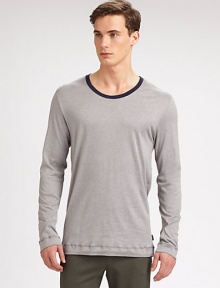 Soft and comfortable, this versatile tee can be worn for sleep, lounge or as an outerwear shirt, featuring contrasting trim at the collar.CrewneckCottonMachine washImported