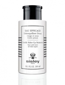 To remove face and eye make-up and tone the skin in one single sweep, Sisley has created Eau Efficace, a gentle, sensory, high- performance and non-rinse cleansing lotion. Formulated with deeply cleansing plant-based saponins, it removes surface impurities and traces of pollution accumulated during the day, and helps preserve the skin's natural radiance.