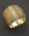 Bold, ridged 18K gold in a wide band. By Roberto Coin.