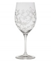 Scrolling vines climb this floral-inspired stemware to lend your table a touch of garden elegance. With careful detail, the frosted design melds with the classic shape for a truly stylish collection. (Clearance)