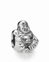 A jolly buddha cast in sterling silver makes for an uplifting PANDORA charm.