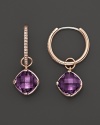 Lisa Nik 18K Rose Gold Diamond Hoop Earrings with Amethyst Detachable Drops, 0.16 ct. t.w.