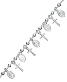 Crossover appeal. This bracelet from Giani Bernini is crafted from sterling silver with special cross and circular charms making for a stylish statement. Approximate length: 7-1/2 inches.