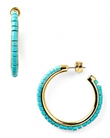 Work Southwestern flair into your accessory collection with MICHAEL Michael Kors' turquoise hoops. Wear them day and night--the Santa Fe-inspired style love denim and LBDs.