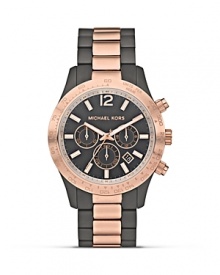 Be a good sport with two-tone watch from MICHAEL Michael Kors, boasting a bold dial and sleek bracelet. Designed for performance and style, it's the ultimate in athletic cool.