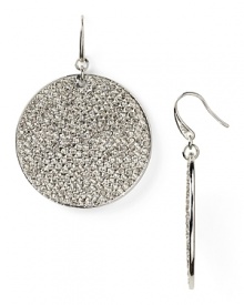 Delicately decked in crystals, MICHAEL Michael Kors' disc shaped earrings bring the modern glamour. These adornments beg for a bold lip and swept back hair.