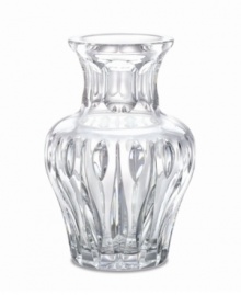 Classic milk-jug shaping with a vertical wedge-cut design, give this 6 lead crystal vase a contemporary appeal. The perfect size for a coffee-table nosegay or desktop arrangement.