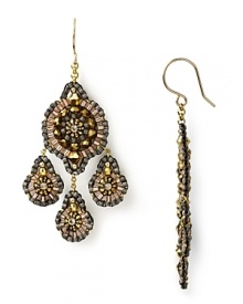 Miguel Ases' gold-flecked earrings are a glamourous take on beads. Equal parts delicate and dramatic, these shapely chandeliers beg for a bold lip and slinky gown.