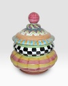 Pure American charm, handcrafted and individually painted by master ceramics artisans in an array of checks, stripes and carnival colors. For an especially one-of-a kind touch, each piece bears the hand-placed stamps of the artisans who created it. Dishwasher- and microwave-safe 24-ounce capacity 9W X 6H Made in USA