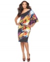 The exotic print and blouson-style fit make this plus size Jessica Simpson dress totally eye-catching. Wear with your highest heels and a pair of drop earrings to glam it up.