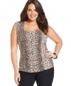 A ruched front lends a flattering line to Style&co.'s sleeveless plus size top-- wear it alone or as a layer.